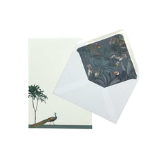 Load image into Gallery viewer, Wholesale Strutting Peacock Writing Paper Compendium - Mustard and Gray Trade Homeware and Gifts - Made in Britain
