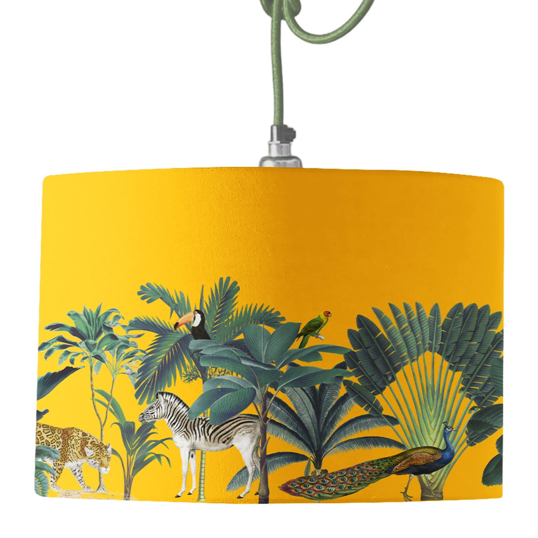 Wholesale Darwin's Menagerie Yellow Lamp Shade - Mustard and Gray Trade Homeware and Gifts - Made in Britain