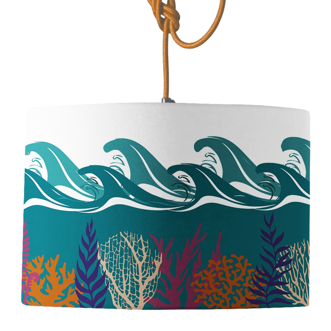 Wholesale Deep Blue Sea Day Lamp Shade - Mustard and Gray Trade Homeware and Gifts - Made in Britain
