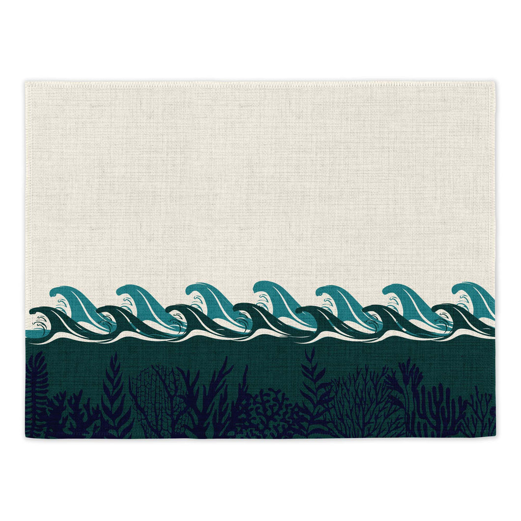 Wholesale Deep Blue Sea Night Placemats (Set of Four) - Mustard and Gray Trade Homeware and Gifts - Made in Britain