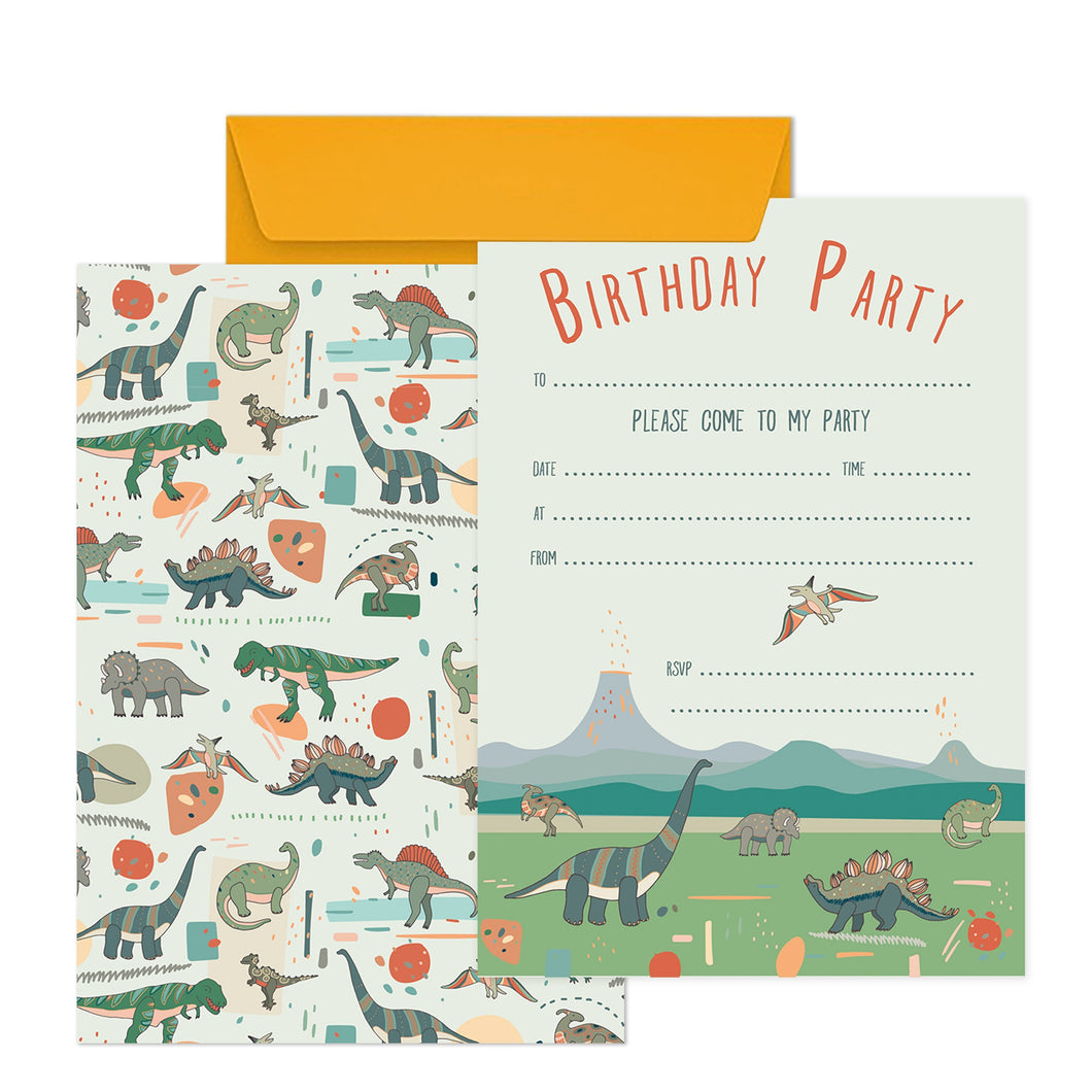 Wholesale Dinosaur Birthday Party Invitations - Mustard and Gray Trade Homeware and Gifts - Made in Britain