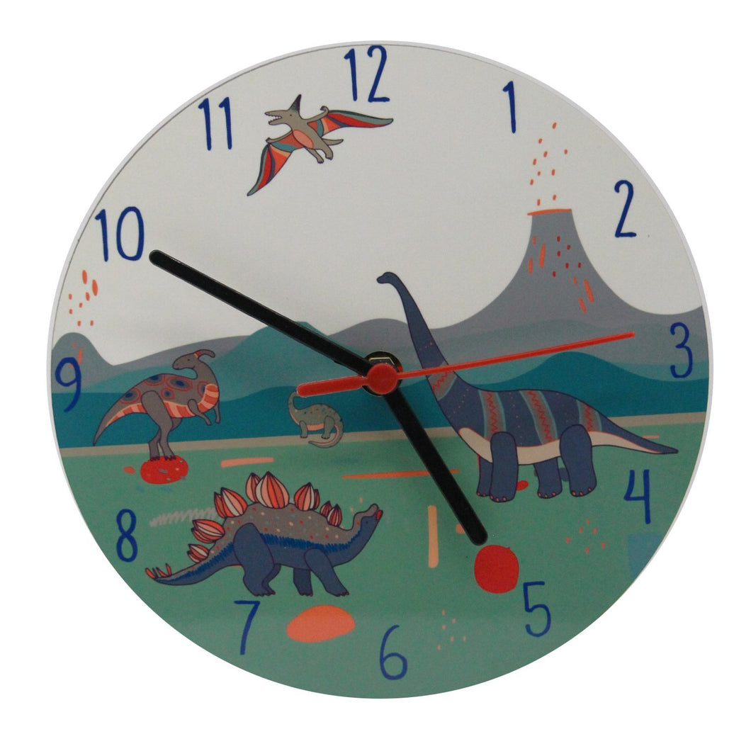 Wholesale Dinosaur Clock - Mustard and Gray Trade Homeware and Gifts - Made in Britain