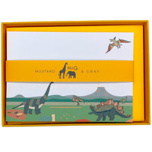 Load image into Gallery viewer, Wholesale Dinosaur Notecard Set - Mustard and Gray Trade Homeware and Gifts - Made in Britain
