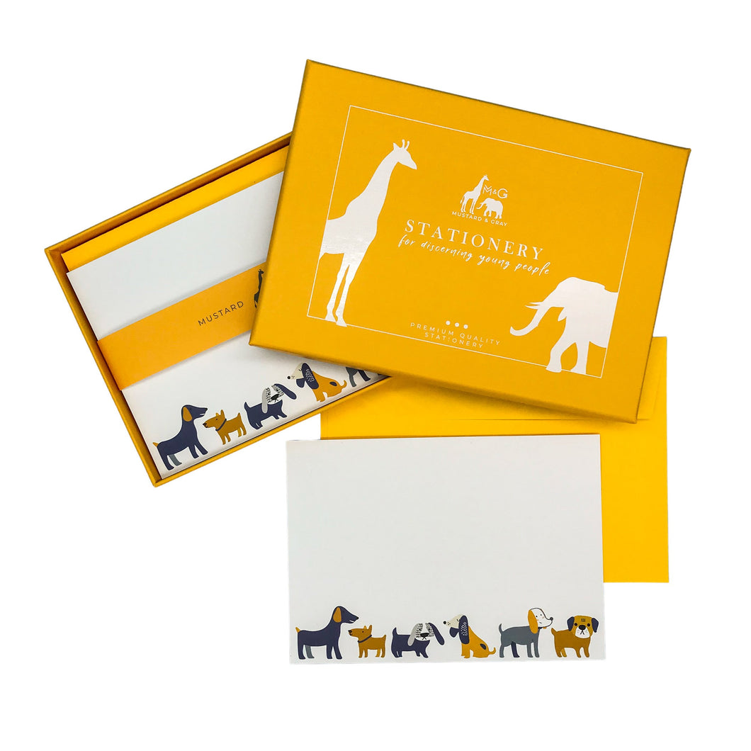 Wholesale Dogs Notecard Set - Mustard and Gray Trade Homeware and Gifts - Made in Britain