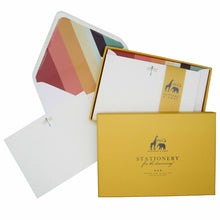 Load image into Gallery viewer, Wholesale Dragon Fly Notecard Set with Lined Envelopes - Mustard and Gray Trade Homeware and Gifts - Made in Britain
