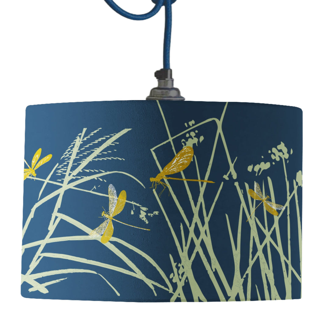 Wholesale Dragonfly Reeds Lamp Shade - Mustard and Gray Trade Homeware and Gifts - Made in Britain