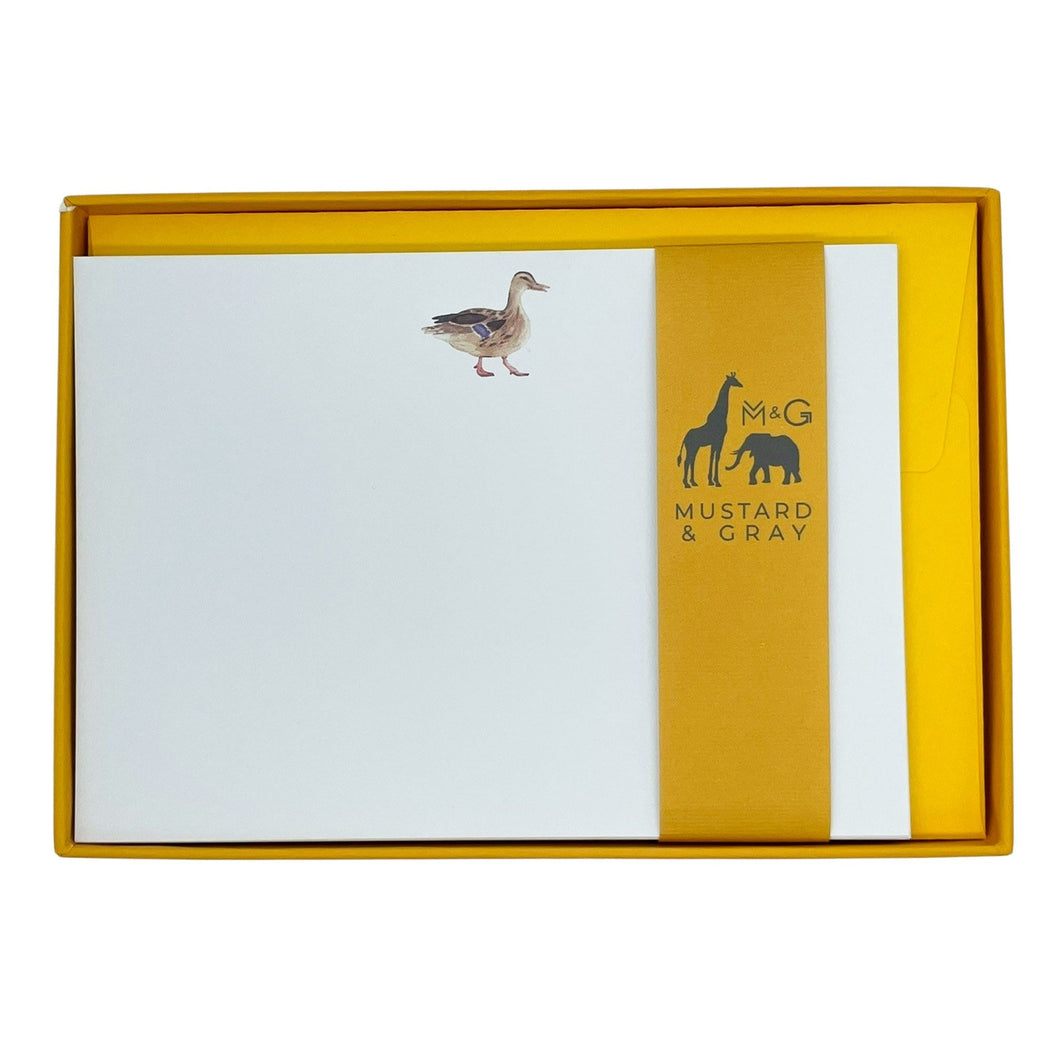 Wholesale Duck Notecard Set - Mustard and Gray Trade Homeware and Gifts - Made in Britain