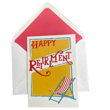 Load image into Gallery viewer, Wholesale Epoch Happy Retirement Card &quot;The Deck Chair&quot; - Mustard and Gray Trade Homeware and Gifts - Made in Britain
