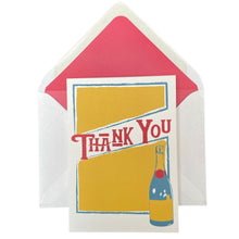 Load image into Gallery viewer, Wholesale Epoch Thank You Card &quot;Champagne Bottle&quot; - Mustard and Gray Trade Homeware and Gifts - Made in Britain
