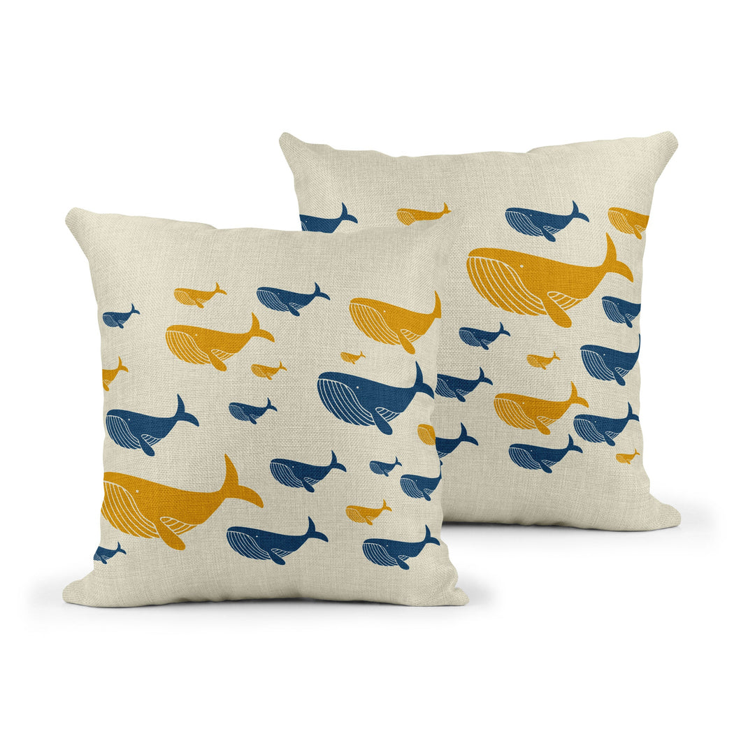 Wholesale Family Whale Cushion - Mustard and Gray Trade Homeware and Gifts - Made in Britain