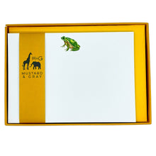 Load image into Gallery viewer, Wholesale Frog Notecard Set - Mustard and Gray Trade Homeware and Gifts - Made in Britain
