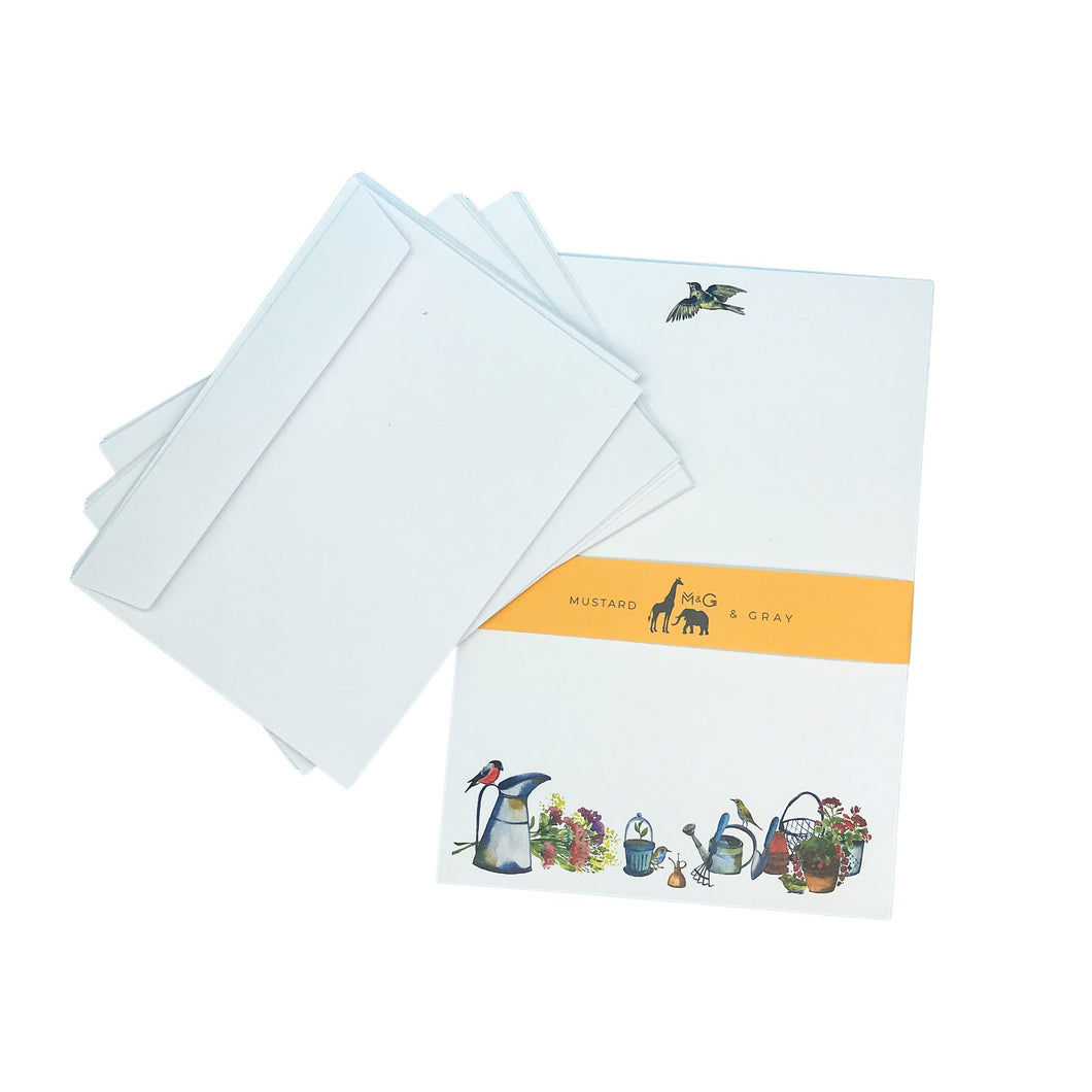 Wholesale Gardener's Friends Writing Paper Compendium - Mustard and Gray Trade Homeware and Gifts - Made in Britain