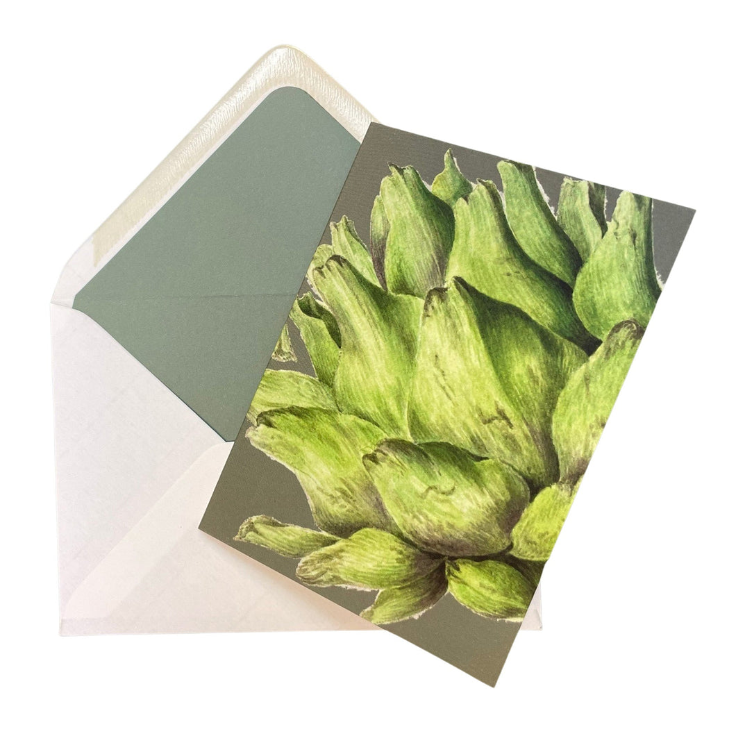 Wholesale Globe Artichoke Blank Greetings Card - Mustard and Gray Trade Homeware and Gifts - Made in Britain