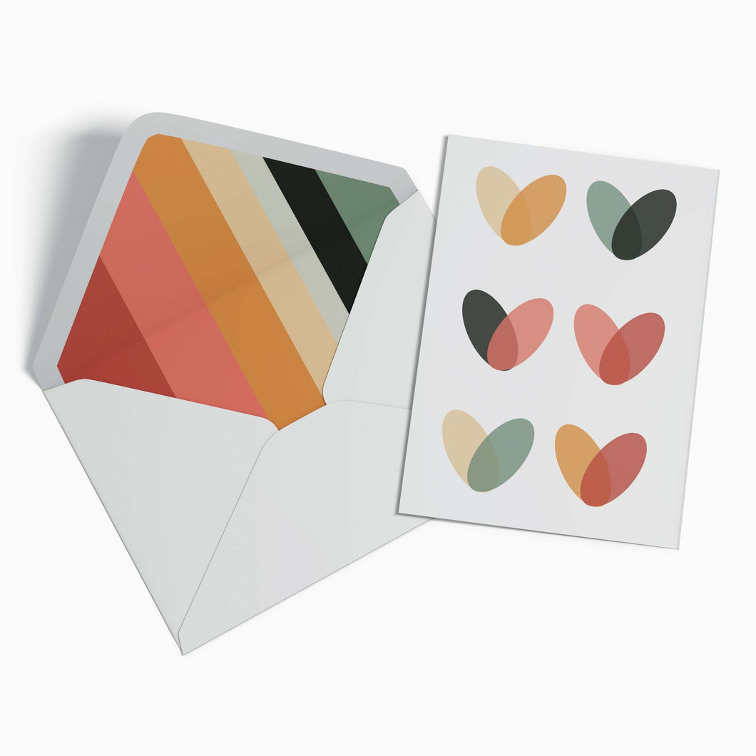 Wholesale Hearts Greetings Card - Mustard and Gray Trade Homeware and Gifts - Made in Britain