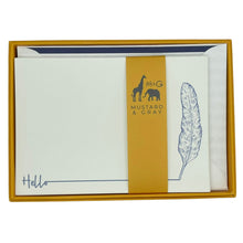 Load image into Gallery viewer, Wholesale Hello Feather with Lined Envelopes - Mustard and Gray Trade Homeware and Gifts - Made in Britain
