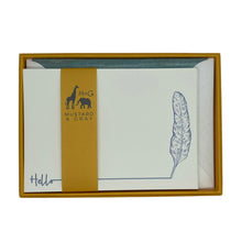 Load image into Gallery viewer, Wholesale Hello Feather with Lined Envelopes - Mustard and Gray Trade Homeware and Gifts - Made in Britain
