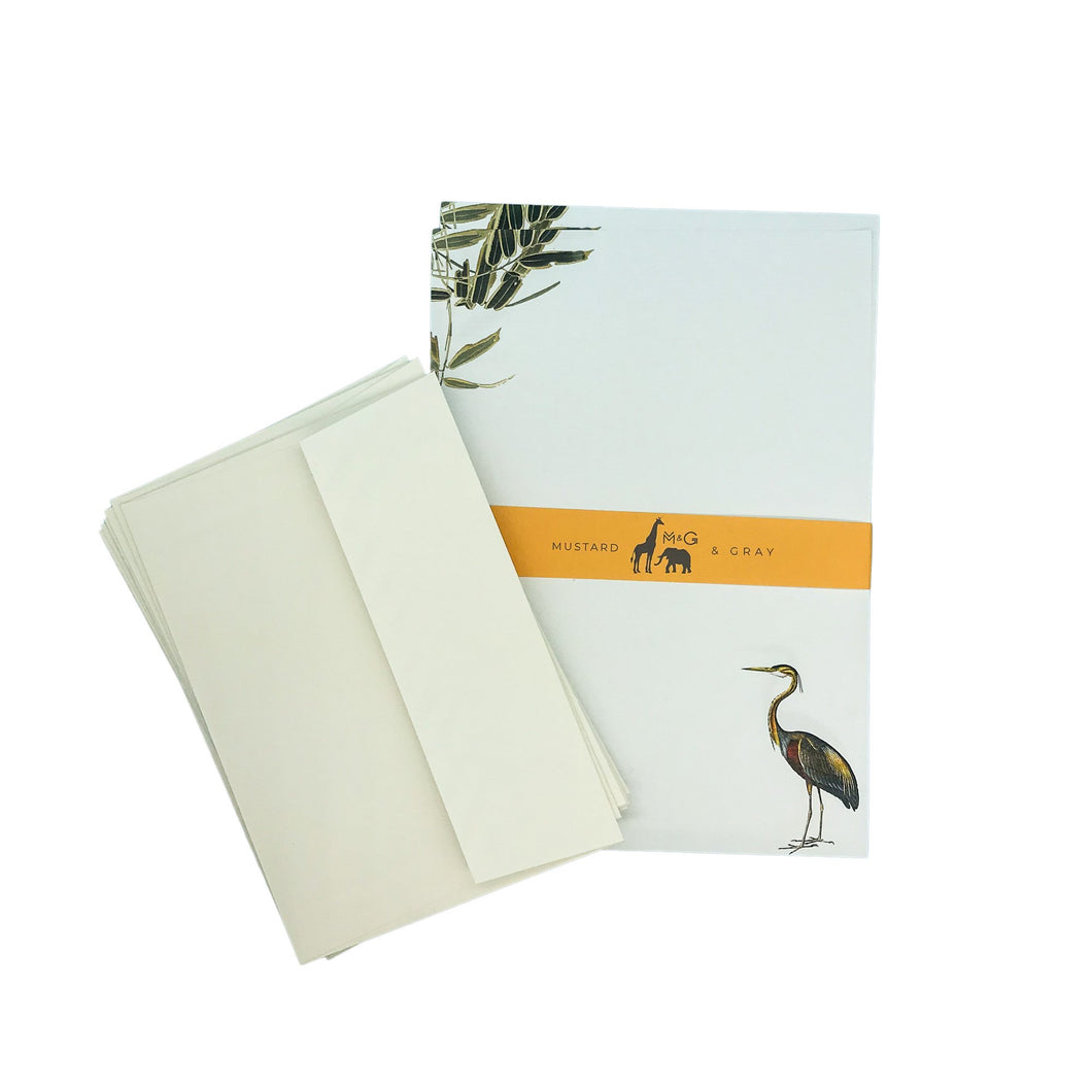 Wholesale Heron Writing Paper Compendium - Mustard and Gray Trade Homeware and Gifts - Made in Britain
