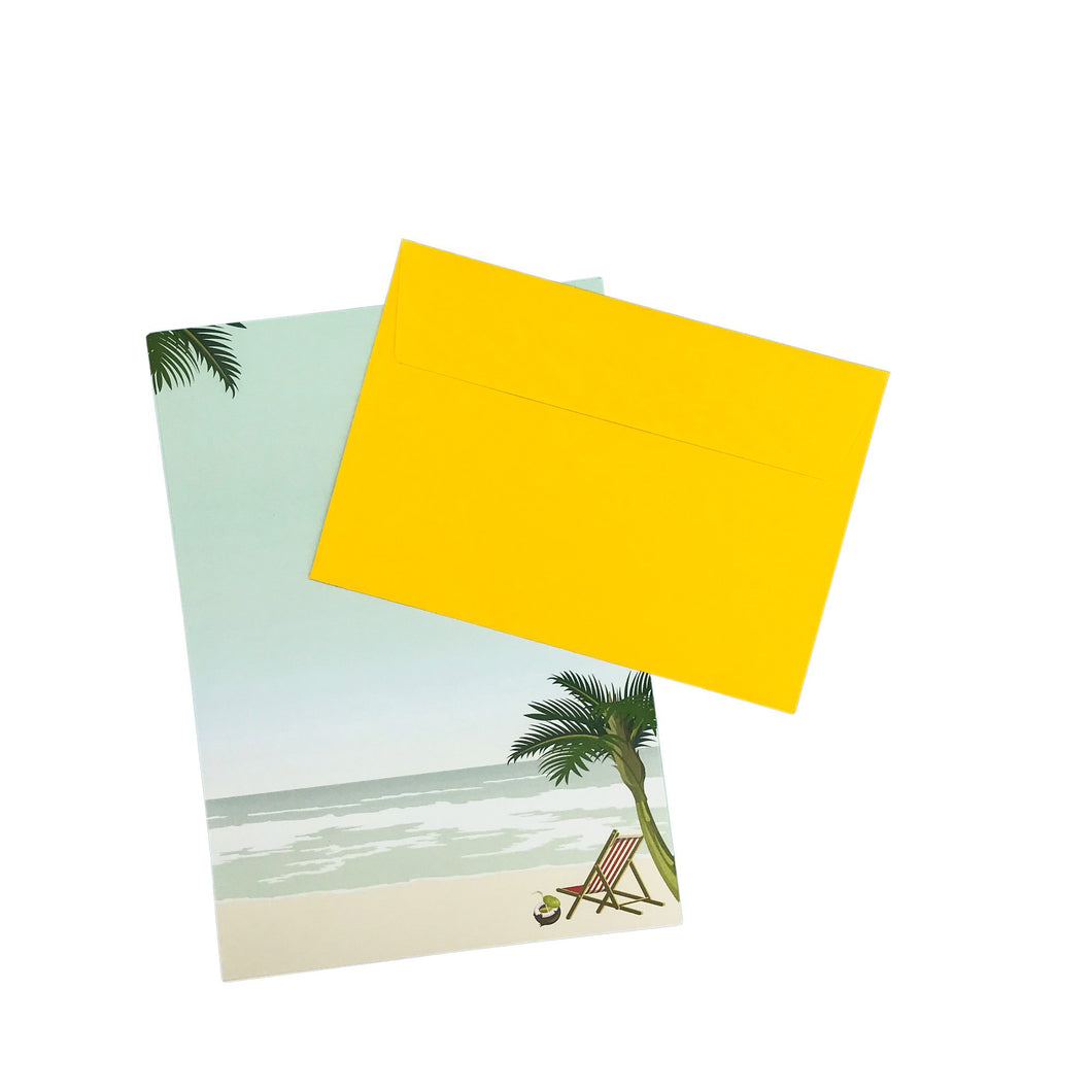 Wholesale Island in the Sun Writing Paper Compendium - Mustard and Gray Trade Homeware and Gifts - Made in Britain