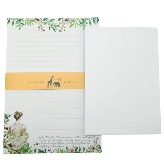 Wholesale Jane Austen Quote Lined Writing Paper Compendium - Mustard and Gray Trade Homeware and Gifts - Made in Britain
