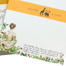 Load image into Gallery viewer, Wholesale Jane Austen Quote Writing Paper Compendium - Mustard and Gray Trade Homeware and Gifts - Made in Britain
