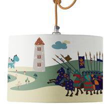 Load image into Gallery viewer, Wholesale Knights at Dragon Castle Lamp Shade - Mustard and Gray Trade Homeware and Gifts - Made in Britain
