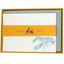 Load image into Gallery viewer, Wholesale Kraken and Pinch Notecard Set - Mustard and Gray Trade Homeware and Gifts - Made in Britain
