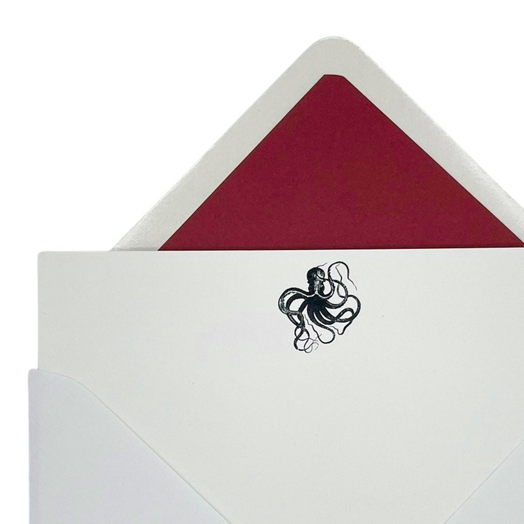 Wholesale Kraken Notecard Set with Lined Envelopes - Mustard and Gray Trade Homeware and Gifts - Made in Britain