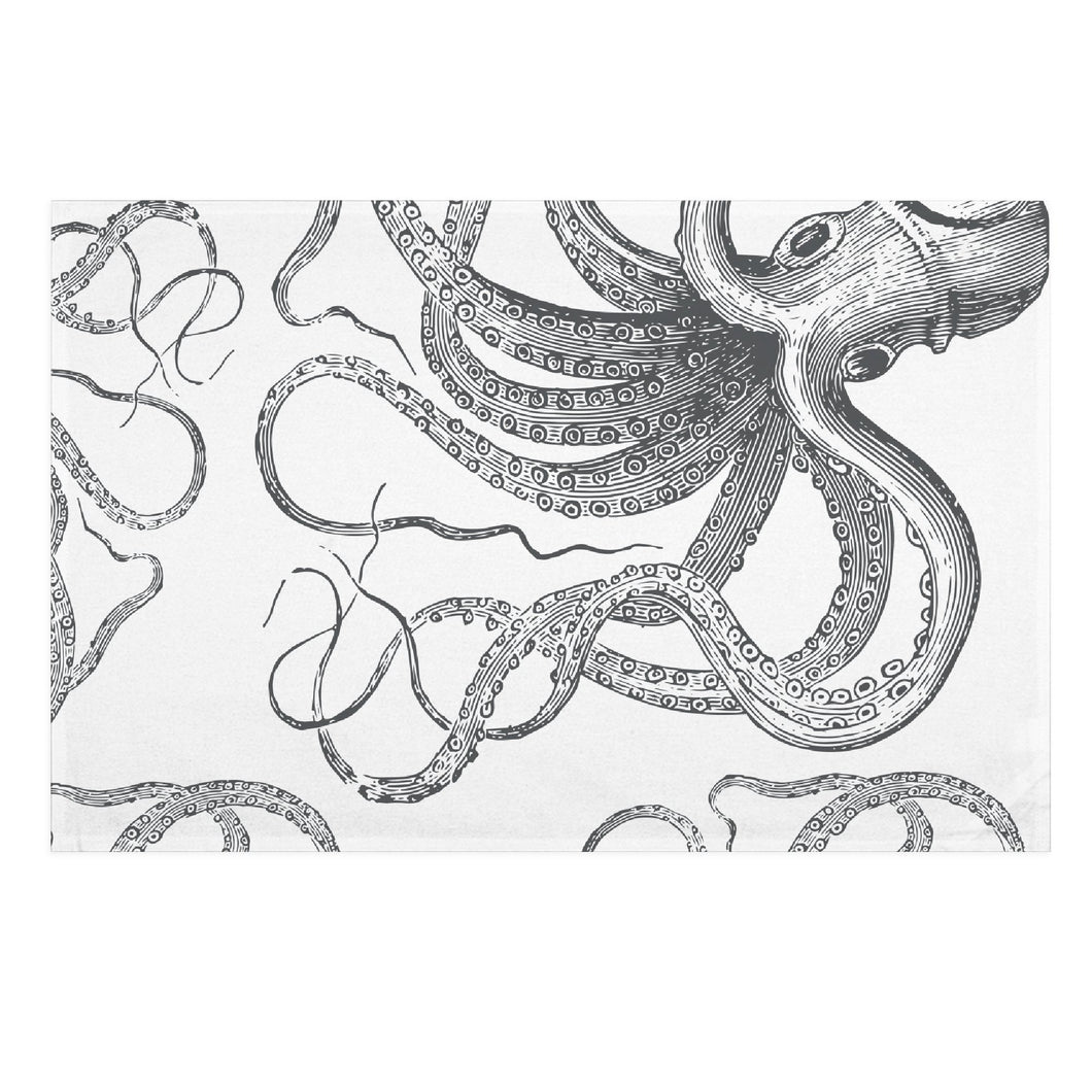 Wholesale Kraken Tea Towel - Mustard and Gray Trade Homeware and Gifts - Made in Britain