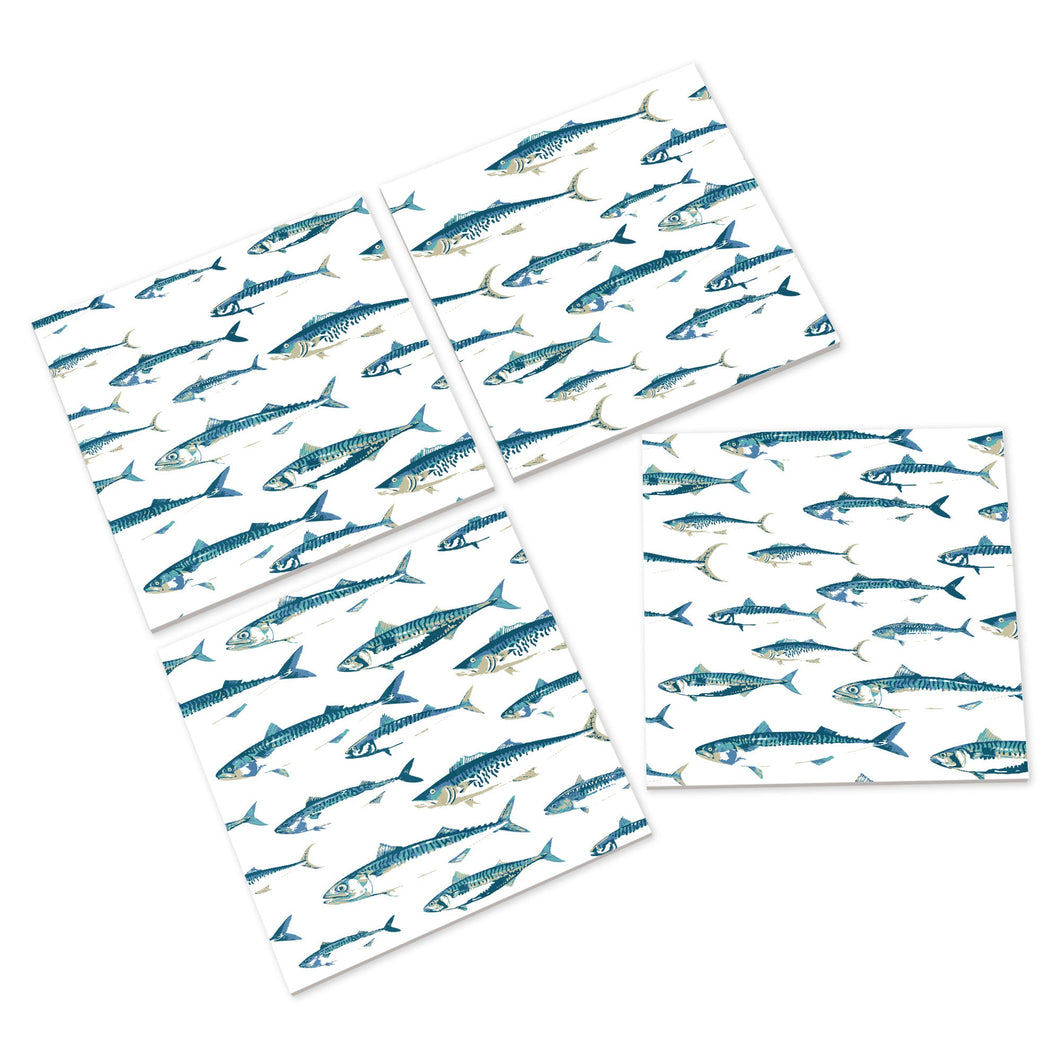 Wholesale Mackerel Ceramic Coasters - Mustard and Gray Trade Homeware and Gifts - Made in Britain