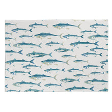 Load image into Gallery viewer, Wholesale Mackerel Tea Towel - Mustard and Gray Trade Homeware and Gifts - Made in Britain
