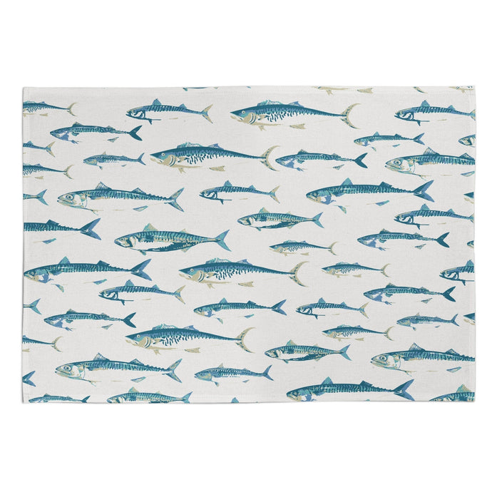 Wholesale Mackerel Tea Towel - Mustard and Gray Trade Homeware and Gifts - Made in Britain