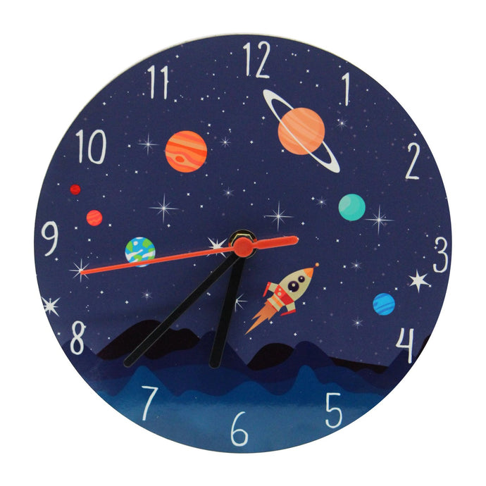 Wholesale Mission to the Moon Clock - Mustard and Gray Trade Homeware and Gifts - Made in Britain