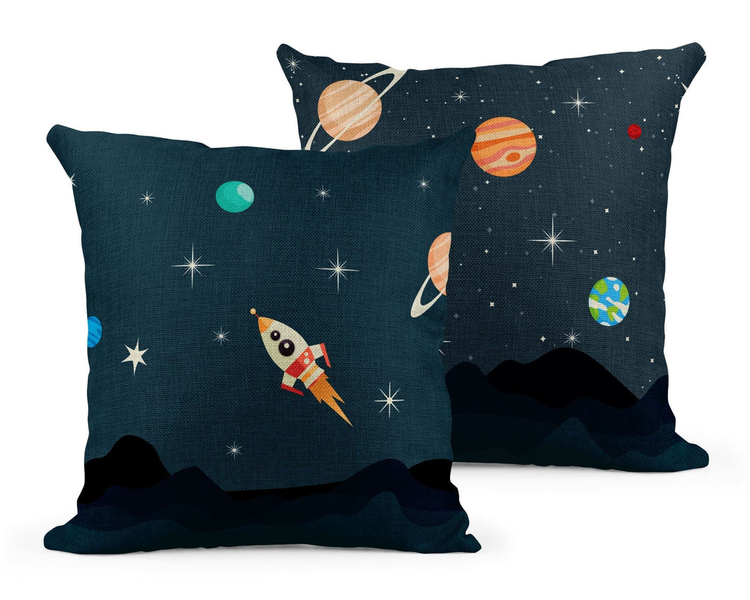 Wholesale Mission to the Moon Cushion - Mustard and Gray Trade Homeware and Gifts - Made in Britain