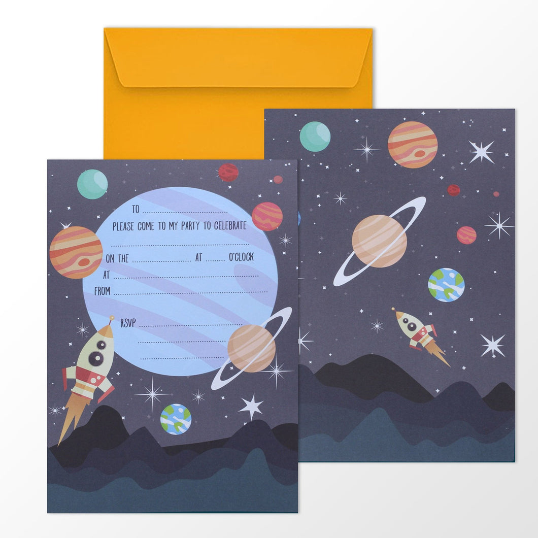 Wholesale Mission to the Moon Party Invitations - Mustard and Gray Trade Homeware and Gifts - Made in Britain