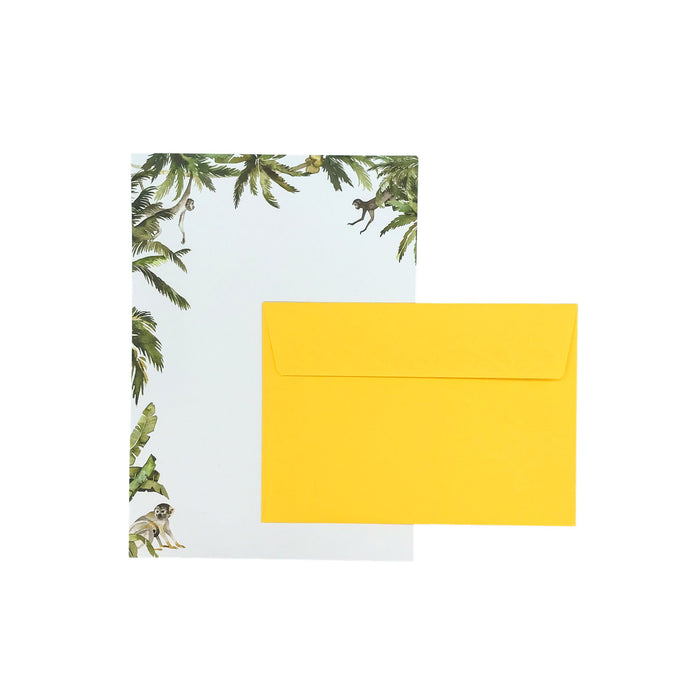 Wholesale Monkey Writing Paper Compendium - Mustard and Gray Trade Homeware and Gifts - Made in Britain