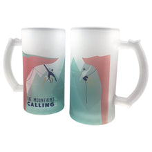 Load image into Gallery viewer, Wholesale Mountain&#39;s are Calling &quot;Climbing&quot; Frosted Beer Stein - Mustard and Gray Trade Homeware and Gifts - Made in Britain
