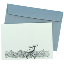 Load image into Gallery viewer, Wholesale Night Whale Notecard Set - Mustard and Gray Trade Homeware and Gifts - Made in Britain
