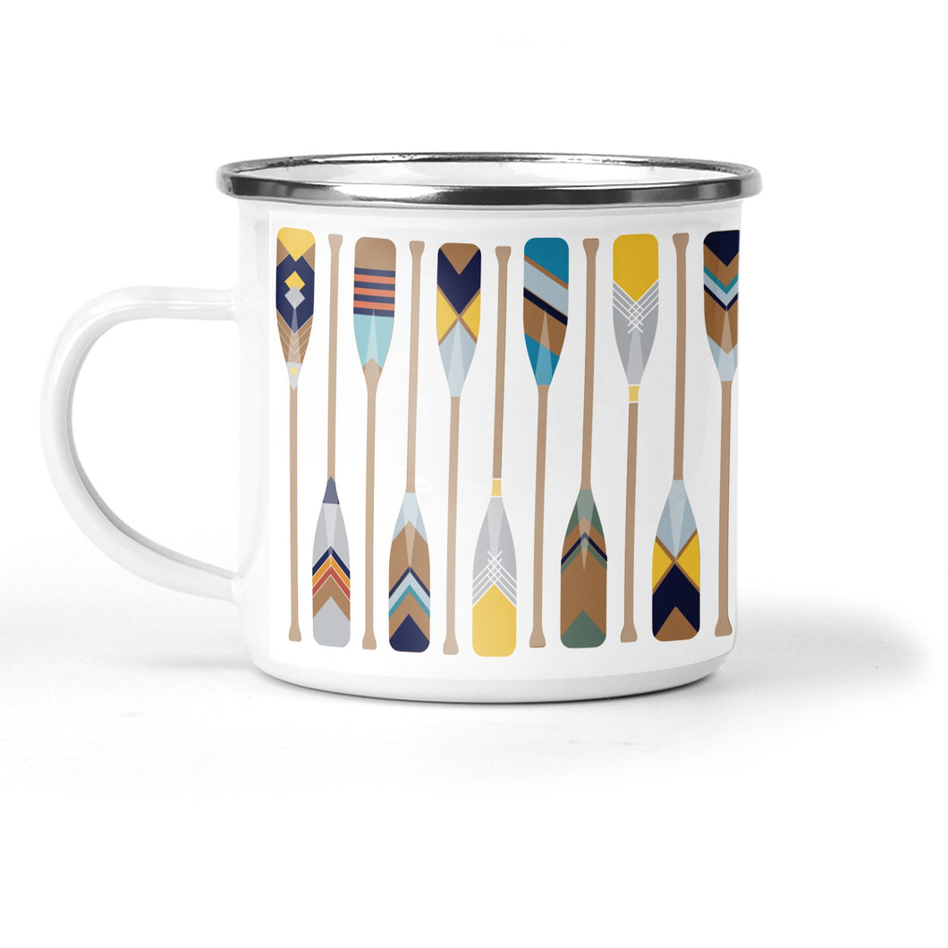 Wholesale Oars Enamel Metal Tin Cup - Mustard and Gray Trade Homeware and Gifts - Made in Britain