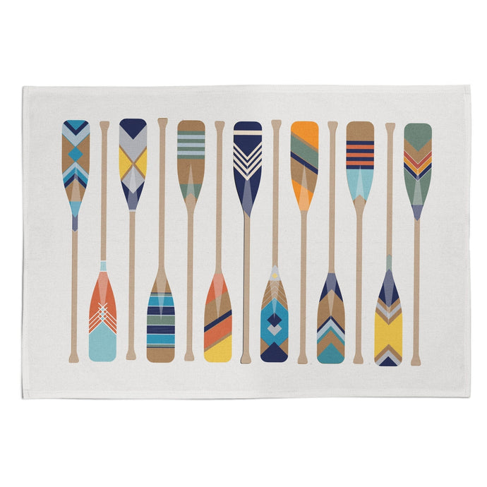 Wholesale Oars Tea Towel - Mustard and Gray Trade Homeware and Gifts - Made in Britain