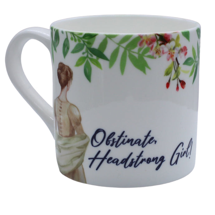 Wholesale Obstinate, Headstrong Girl! (Jane Austen) 350ml Mug - Mustard and Gray Trade Homeware and Gifts - Made in Britain