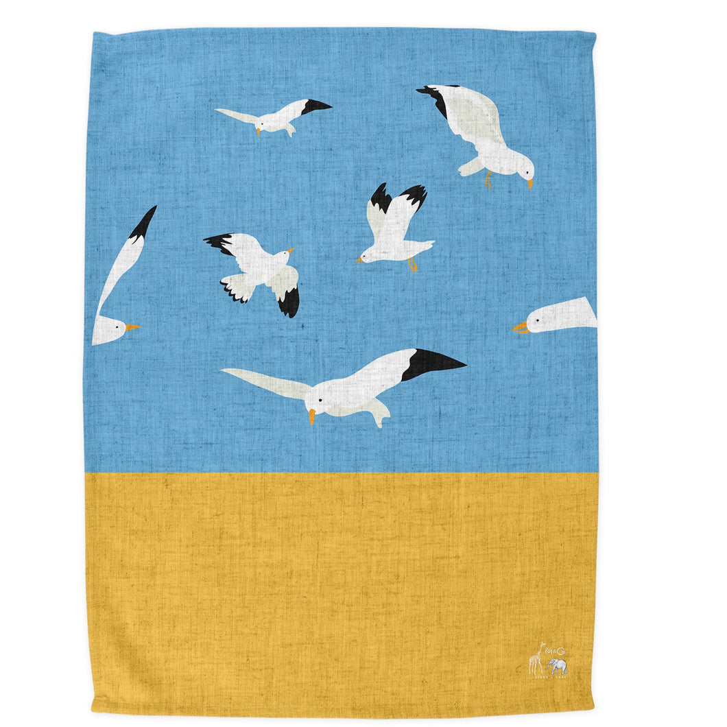Wholesale Oh Gully Tea Towel - Mustard and Gray Trade Homeware and Gifts - Made in Britain