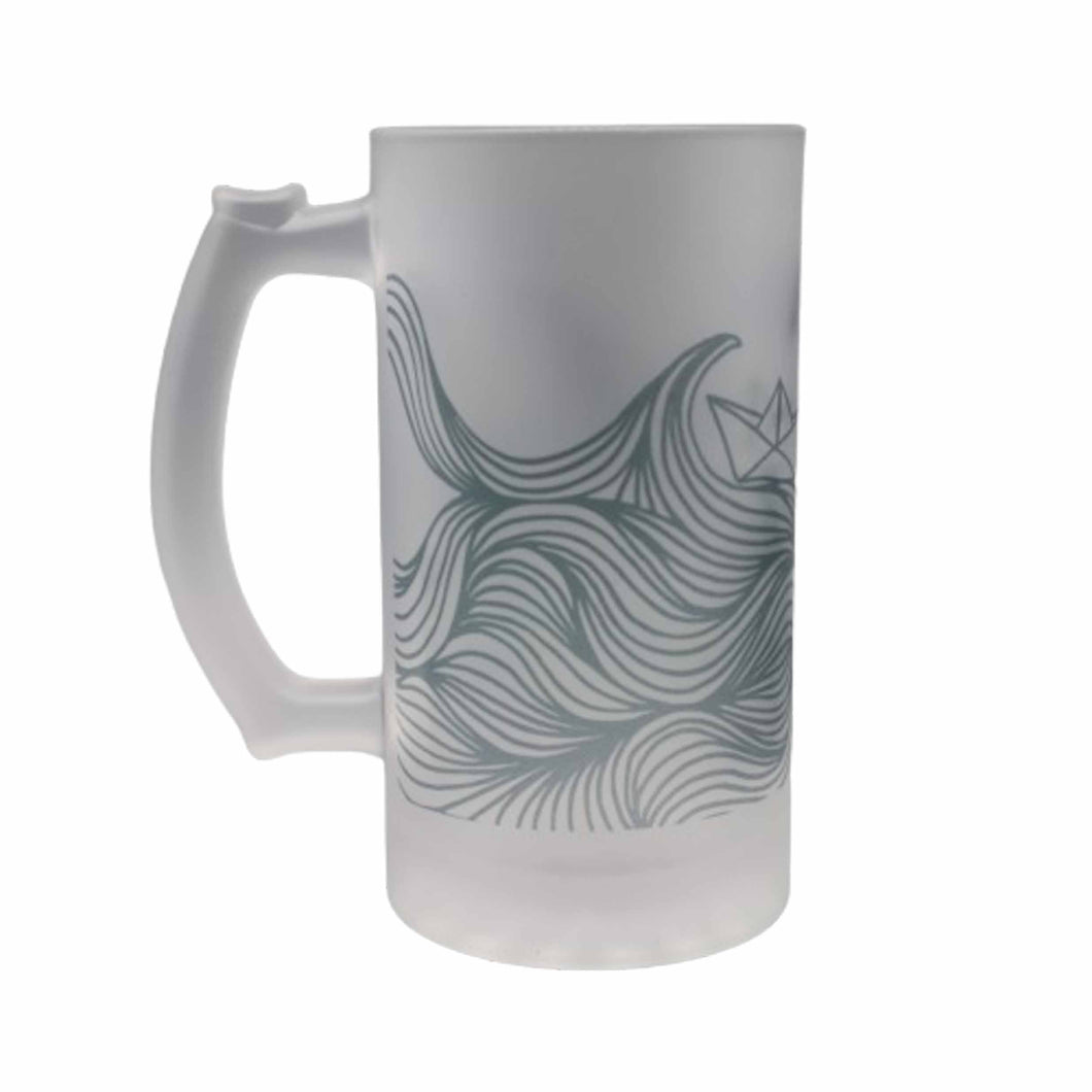 Wholesale Paper Boat Frosted Beer Stein - Mustard and Gray Trade Homeware and Gifts - Made in Britain