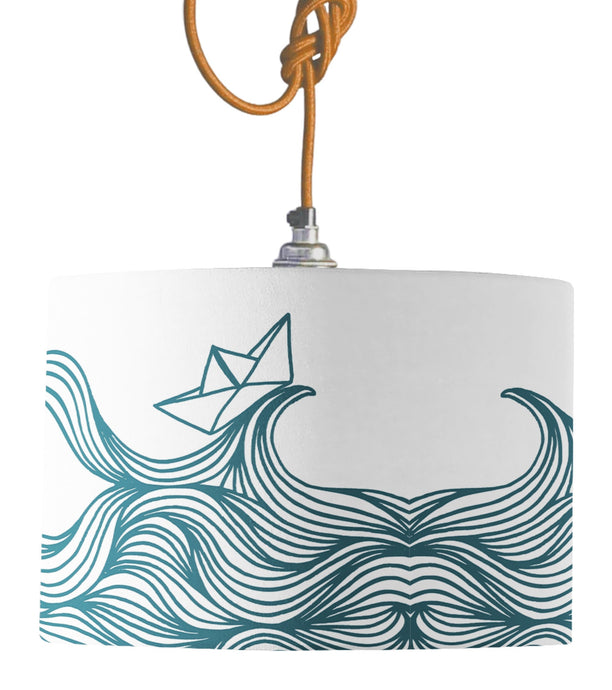 Wholesale Paper Boat Lamp Shade - Mustard and Gray Trade Homeware and Gifts - Made in Britain