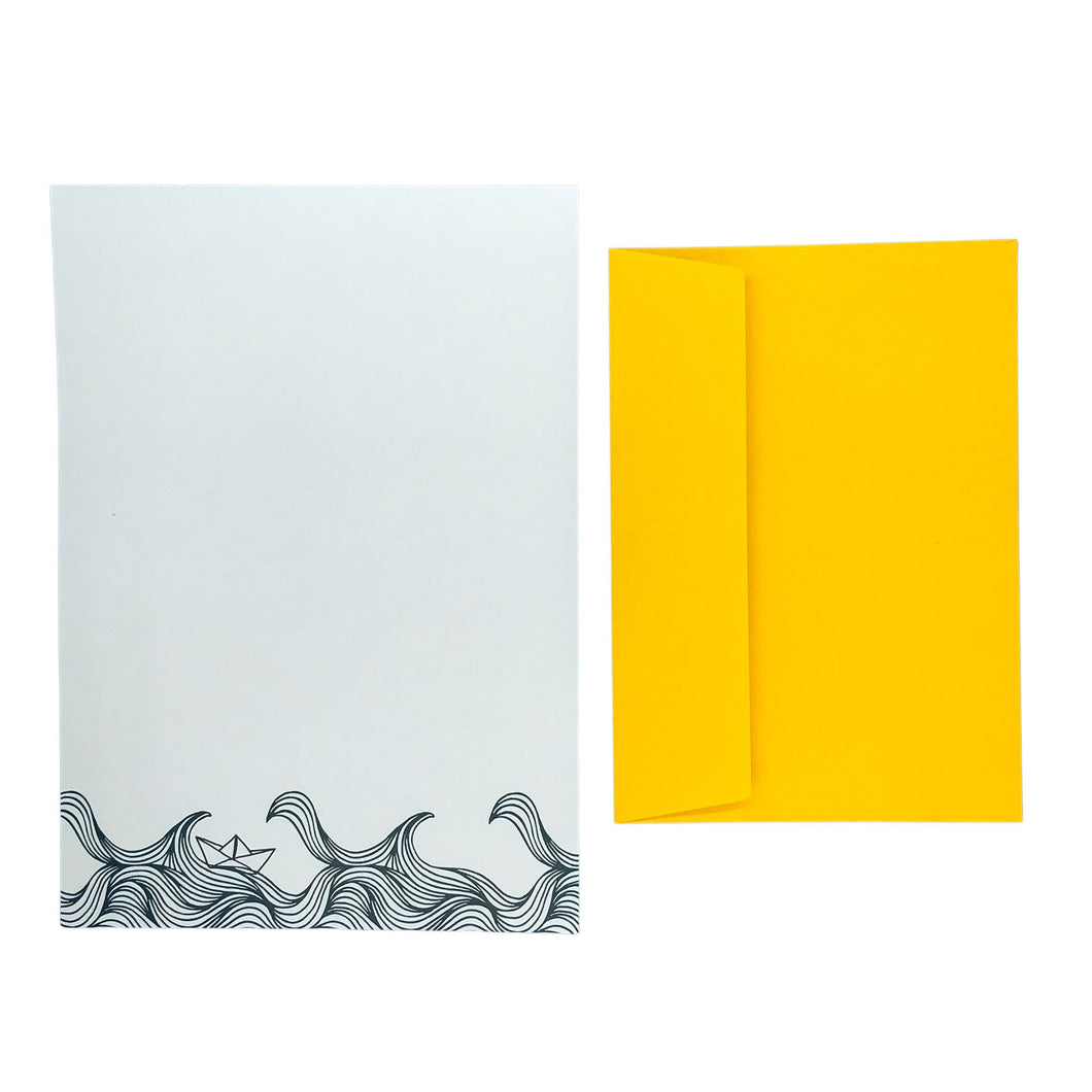 Wholesale Paper Boat Writing Paper Compendium - Mustard and Gray Trade Homeware and Gifts - Made in Britain