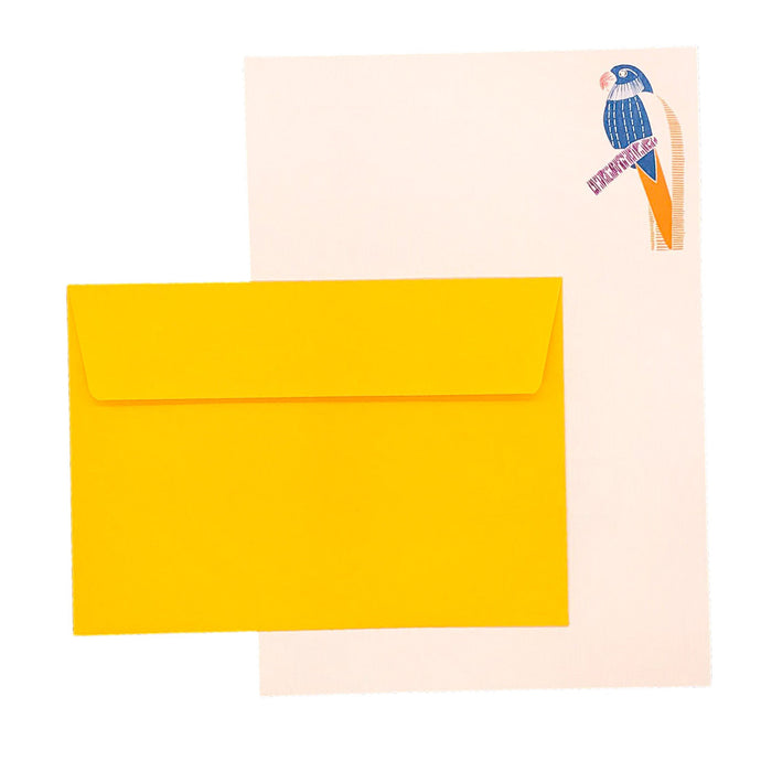 Wholesale Parrot Writing Paper Compendium - Mustard and Gray Trade Homeware and Gifts - Made in Britain