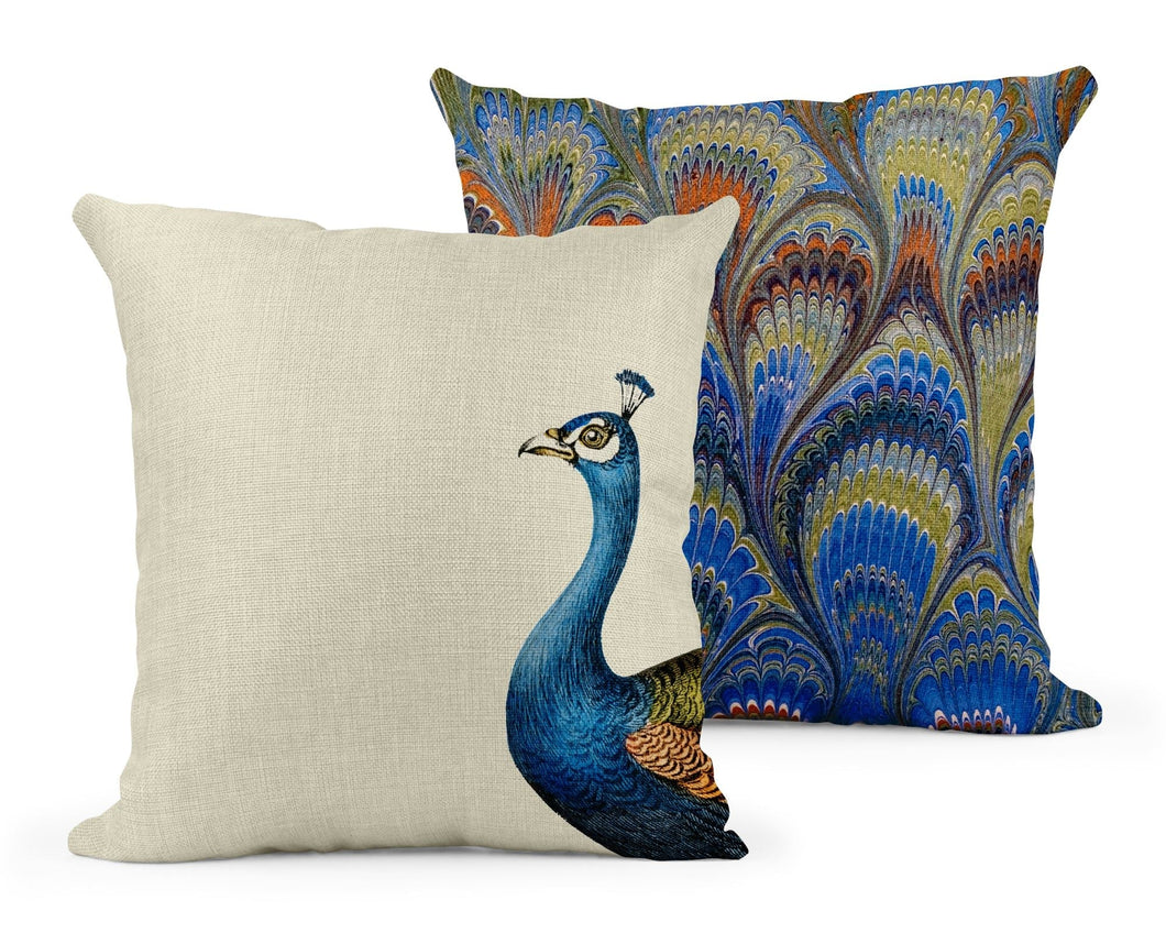 Wholesale Peacock Marbled Cushion - Mustard and Gray Trade Homeware and Gifts - Made in Britain