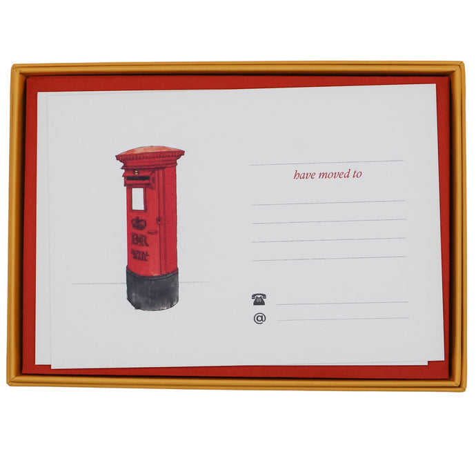 Wholesale Pillarbox Change of Address Card Set - Mustard and Gray Trade Homeware and Gifts - Made in Britain