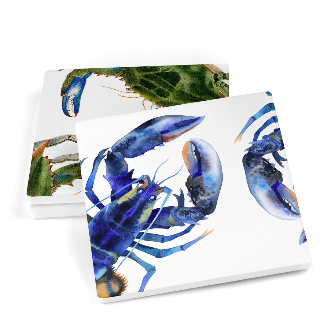 Wholesale Pinch (Lobster and Crab) Ceramic Coasters - Mustard and Gray Trade Homeware and Gifts - Made in Britain