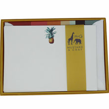 Load image into Gallery viewer, Wholesale Pineapple Notecard Set with Lined Envelopes - Mustard and Gray Trade Homeware and Gifts - Made in Britain
