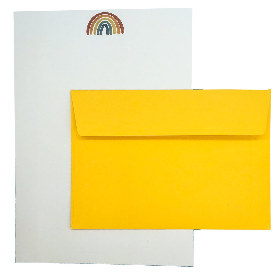 Wholesale Rainbow Writing Paper Compendium - Mustard and Gray Trade Homeware and Gifts - Made in Britain